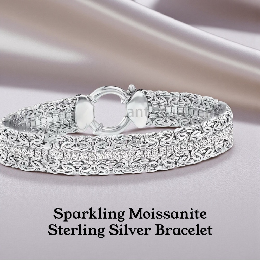 Elegant Moissanite Sterling Silver Bracelet
